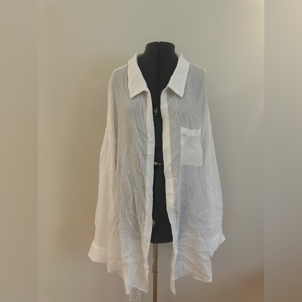 White Cotton Button Down Shirt Plus Size
